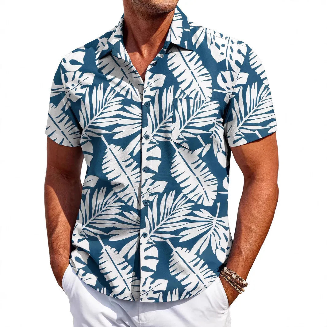 Men's slim fit Hawaiian cardigan short sleeve shirt in various colours
