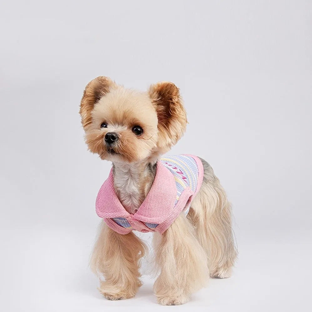 Pink purple autumn dog vest for small pets with weight-based sizing from 1.50kg to 14.00kg