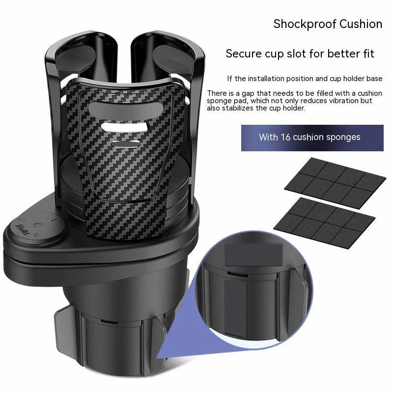 Second generation car cup holder modification in ABS plastic with carbon fibre or matte finish