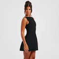 A sling-style backless short summer dress with a high waist, shown in a selected colour.