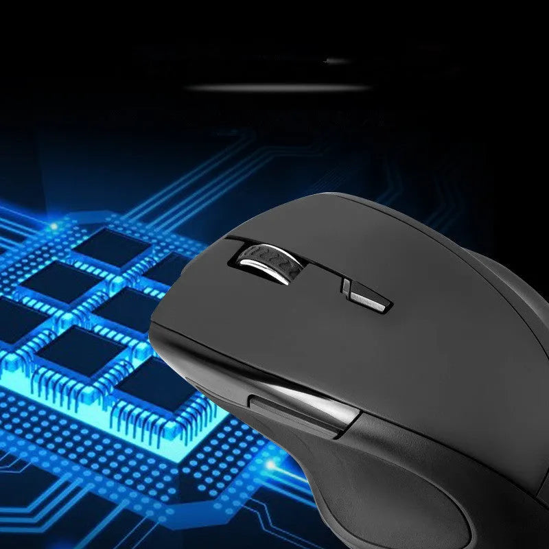 Black voice wireless optical mouse with seven buttons and USB receiver