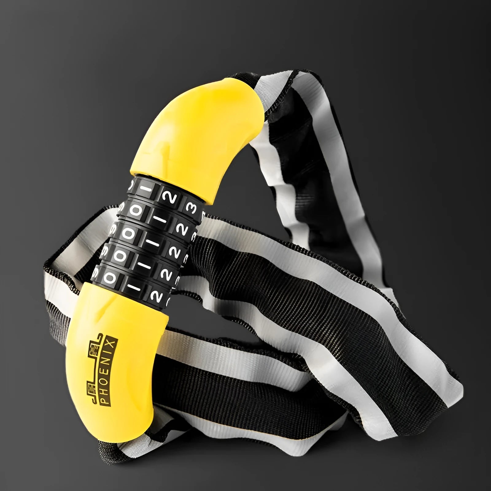 95cm zinc alloy mountain bike chain lock in black or yellow with combination or keychain options