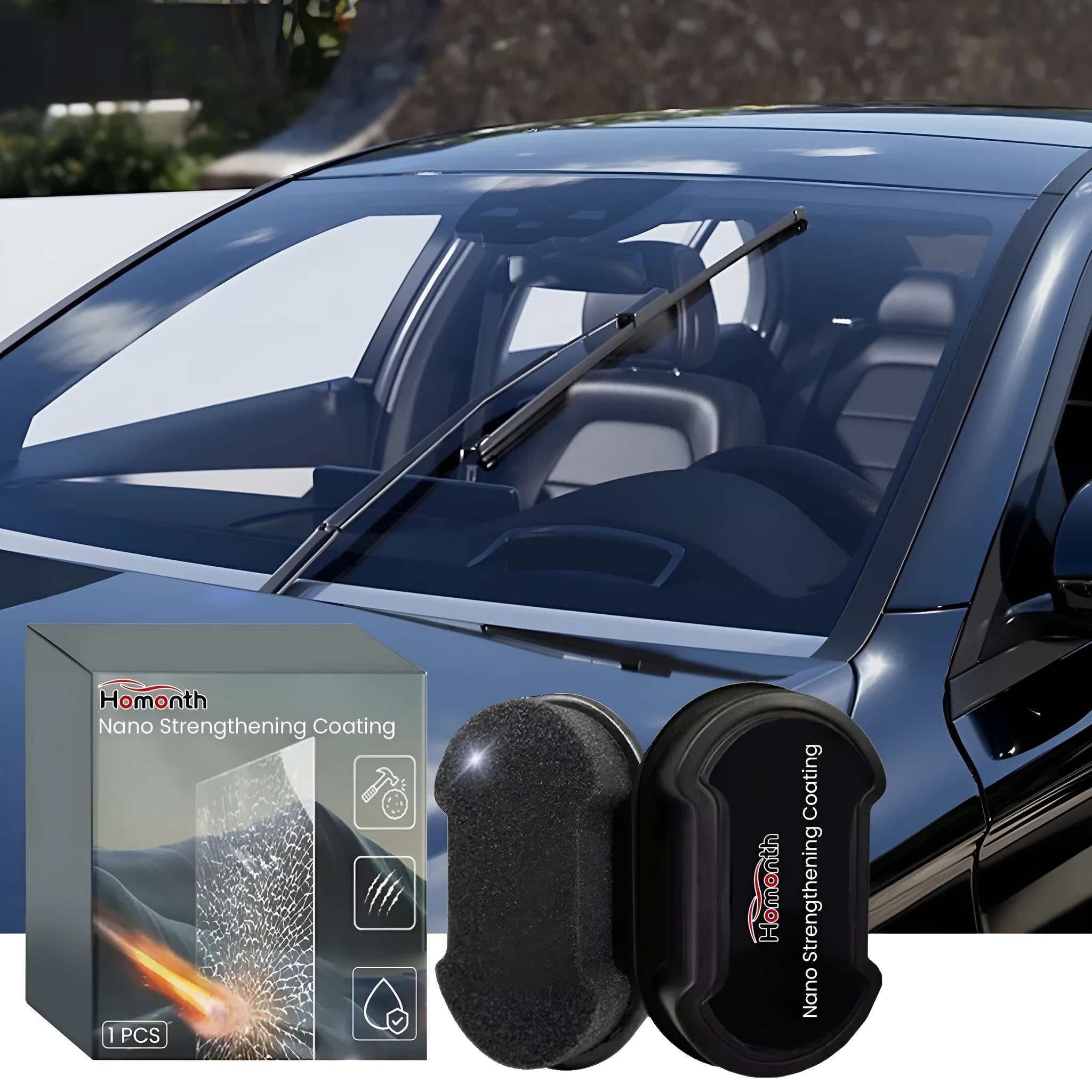 Hydrophobic car cleaning sponge for windscreen and window brightening with reinforced portable design