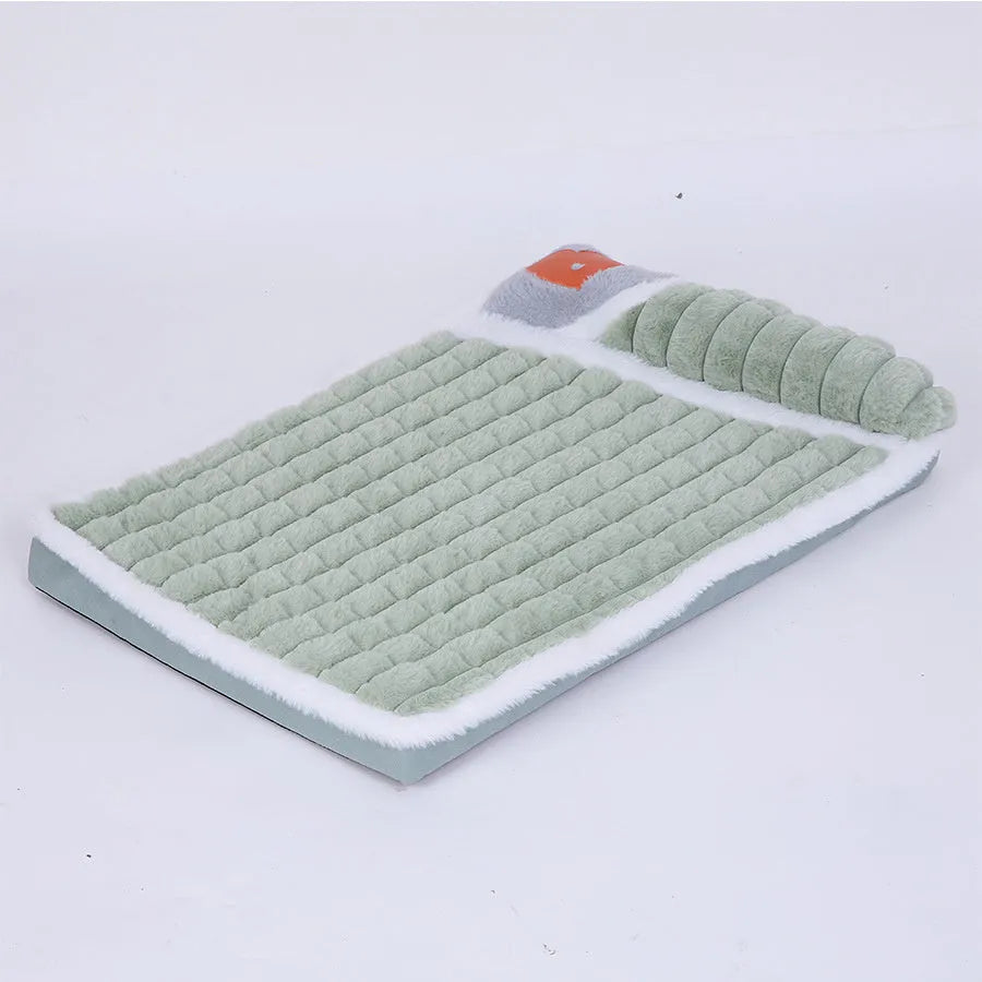 Washable dog bed mat with detachable cover in coffee colour, shown in large XXL size 100x70cm.