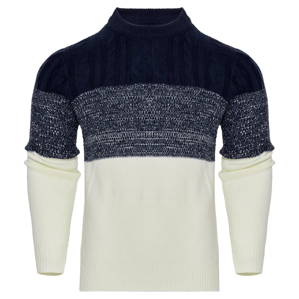 Men's ribbed knit sweater in regular fit with crew neck and long sleeves