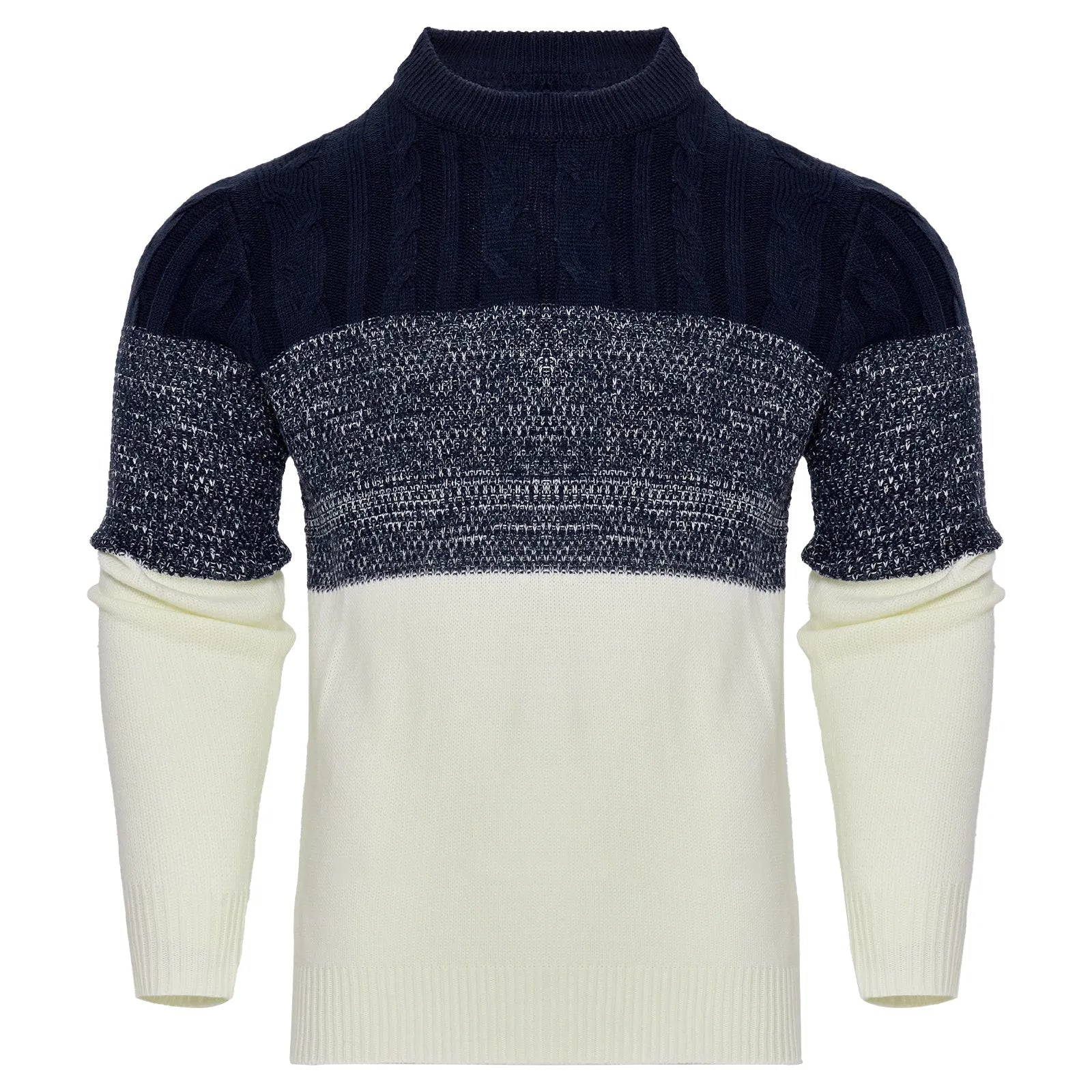 Men's ribbed knit sweater in regular fit with crew neck and long sleeves