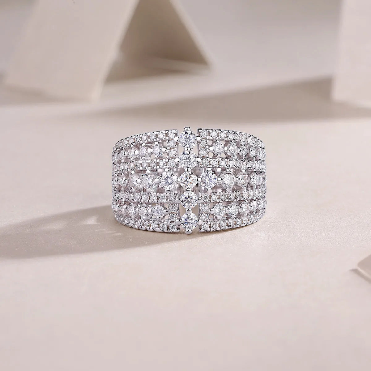 Ballet Of Time moissanite wedding ring set in platinum-plated S925 silver with gold colour option and gift box