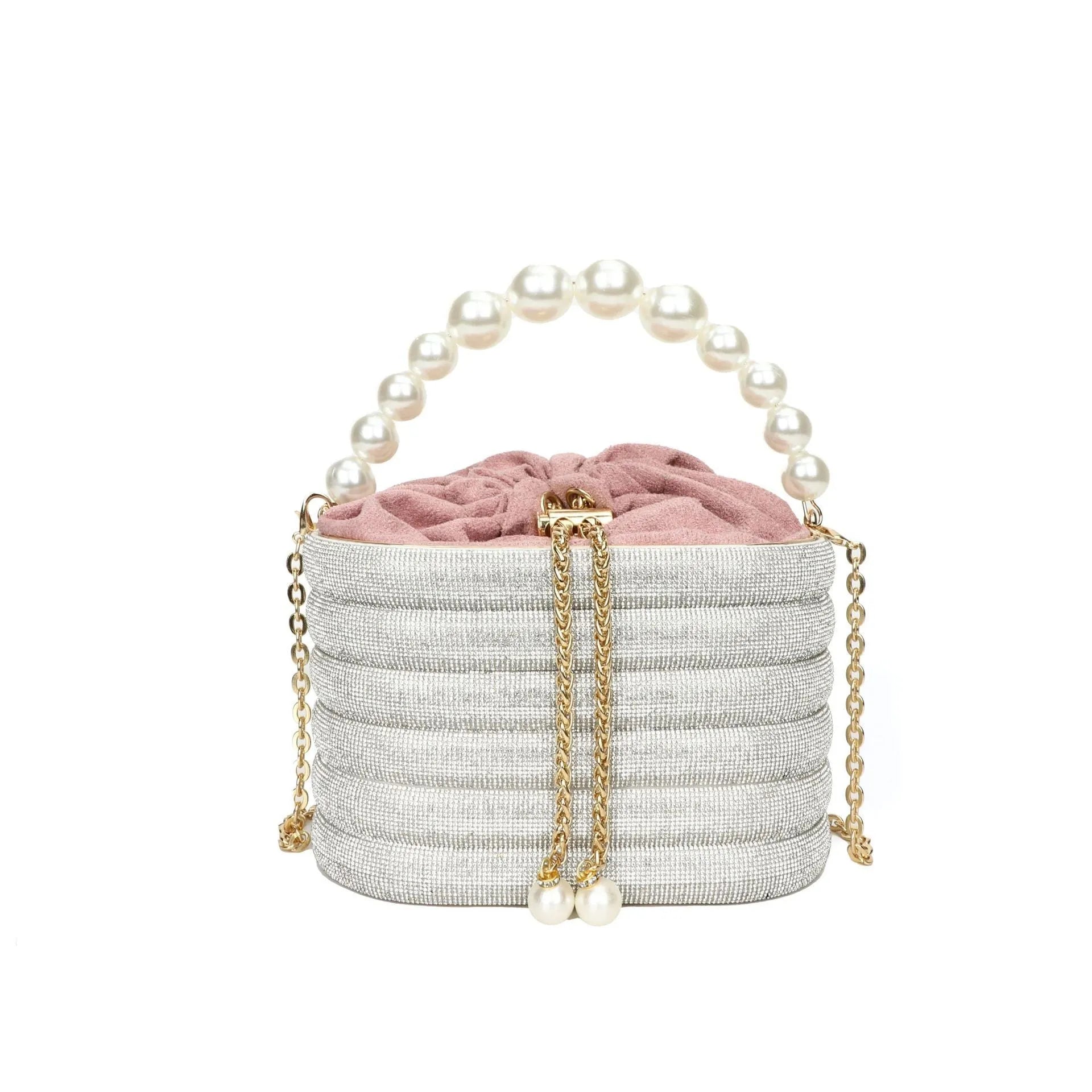 Round soft PU crossbody bag for women with beaded detail and a single strap, shown in a selection of colours.