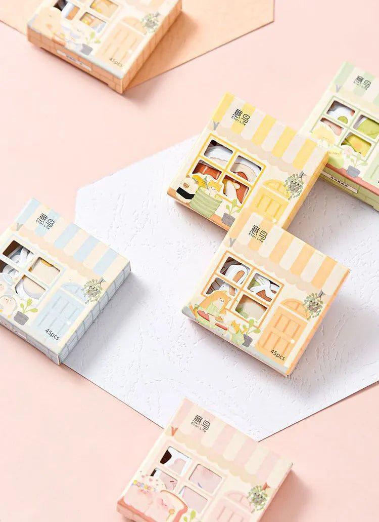Pack of cute penguin 'Little naive' style paper stickers for account books, 20-50mm wide.