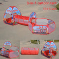 Children's three-in-one tent play set with ball pool and tunnel in marine theme
