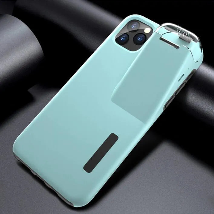 Black AirPods charging case cover with edge protection compatible with iPhone
