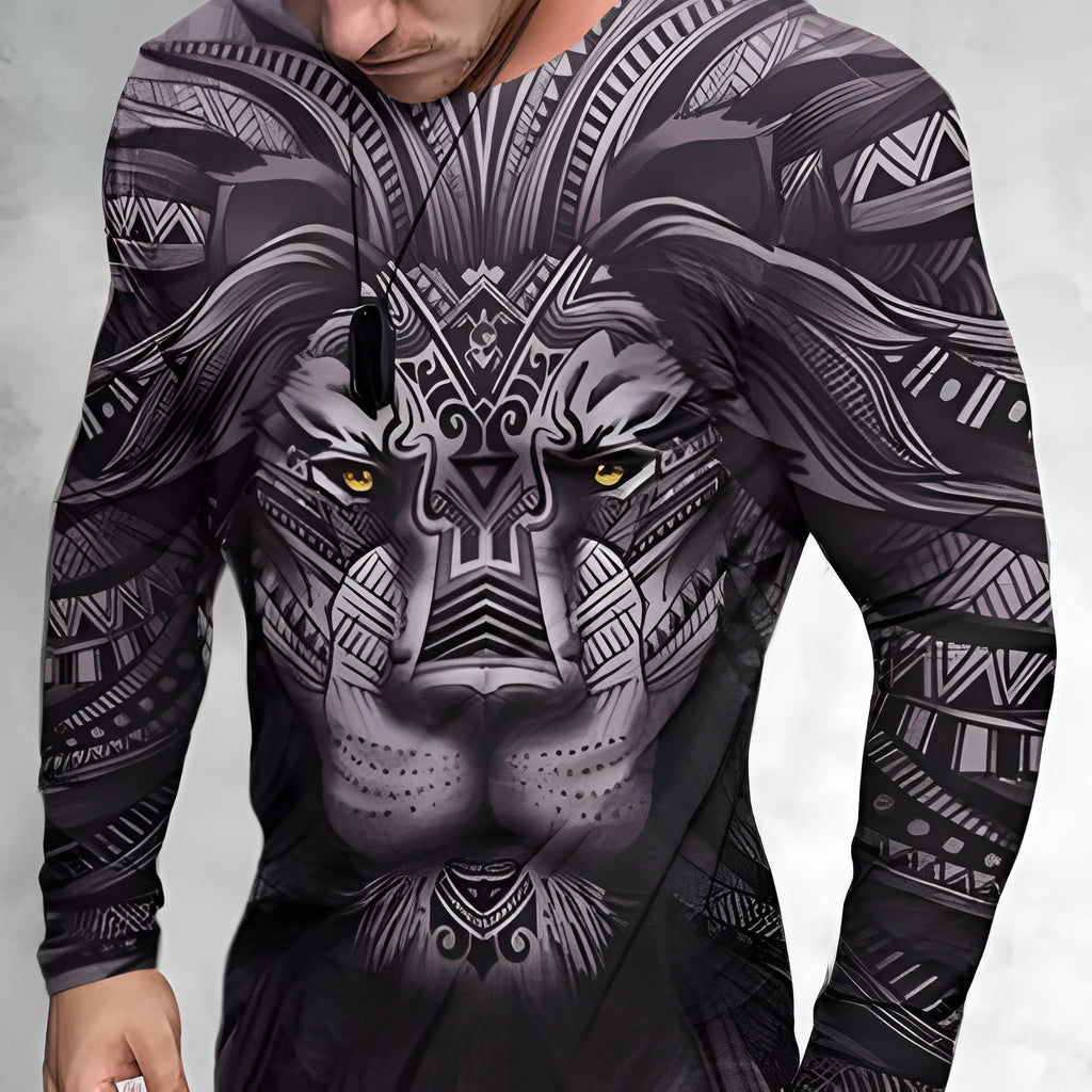 Men's 3D print graphic crew neck T-shirt in slim fit, polyester, cartoon pattern, size S to 6XL