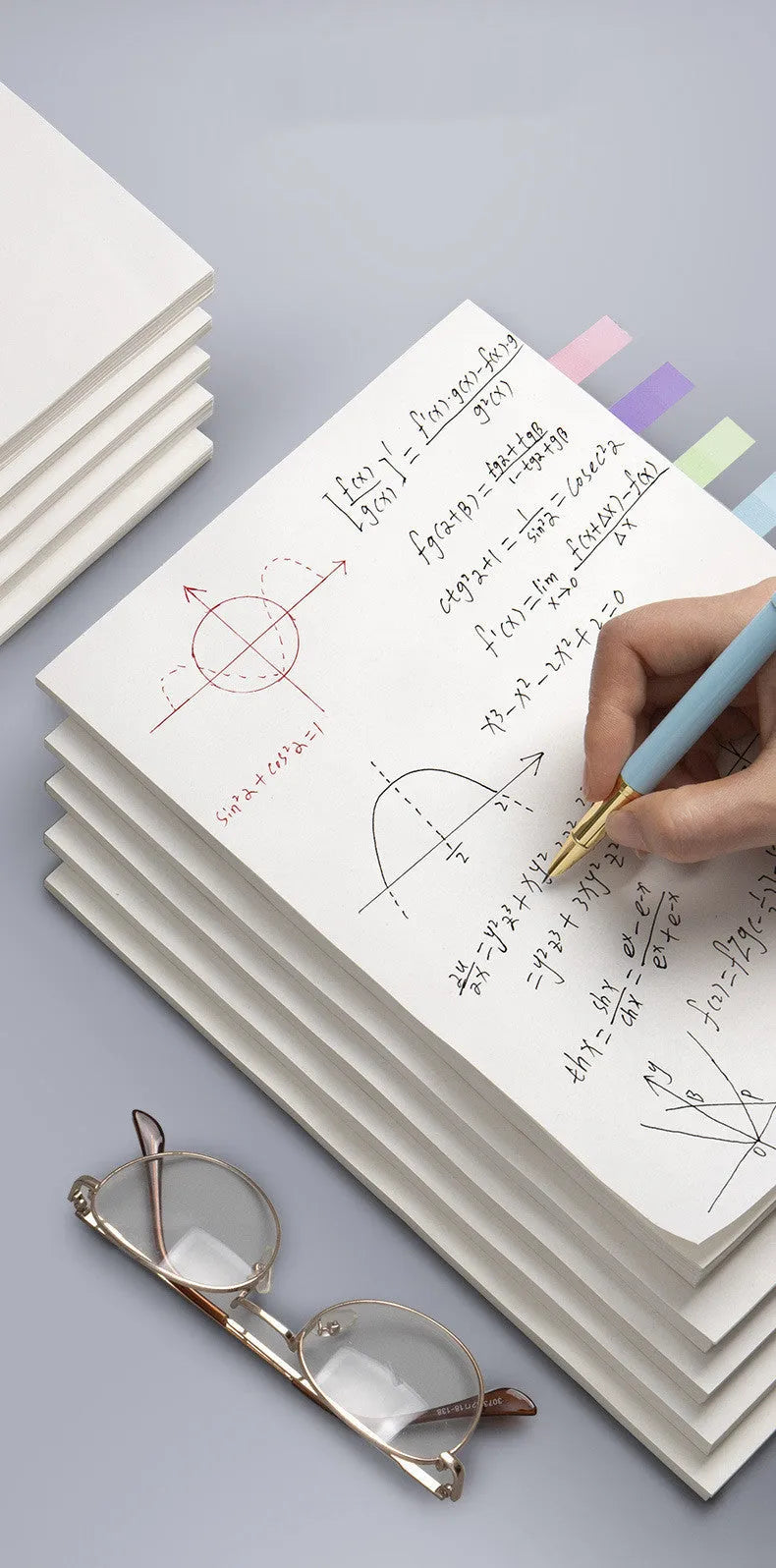 A4 eye protection notebook for calculus students in picture colour showing 250mm x 170mm dimensions