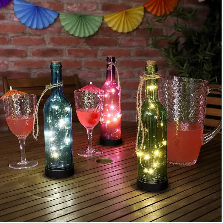 LED copper wire light string with battery box showing flexible 2 metre length with 20 white lights