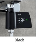 Plastic visual shower faucet water thermometer in black, no power consumption, 16x11.5x5cm