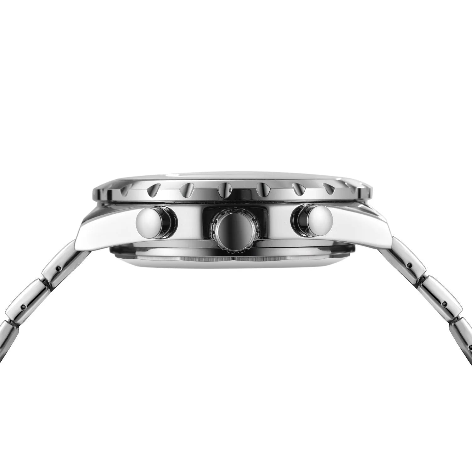 Men's automatic mechanical watch with double calendar, 48mm round steel case, alloy strap, pointer display