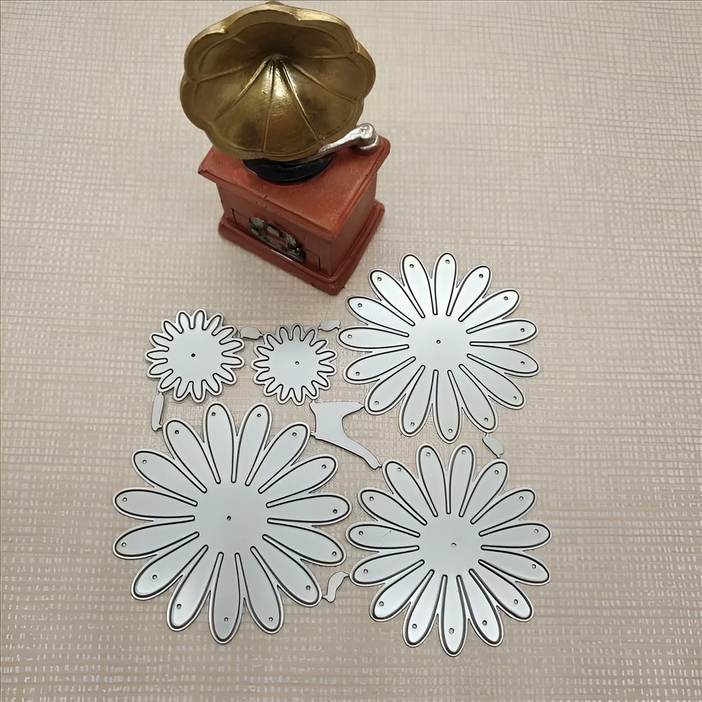 Silver high carbon steel flower cutting mould for baking decoration measuring 12.5 by 13 centimetres