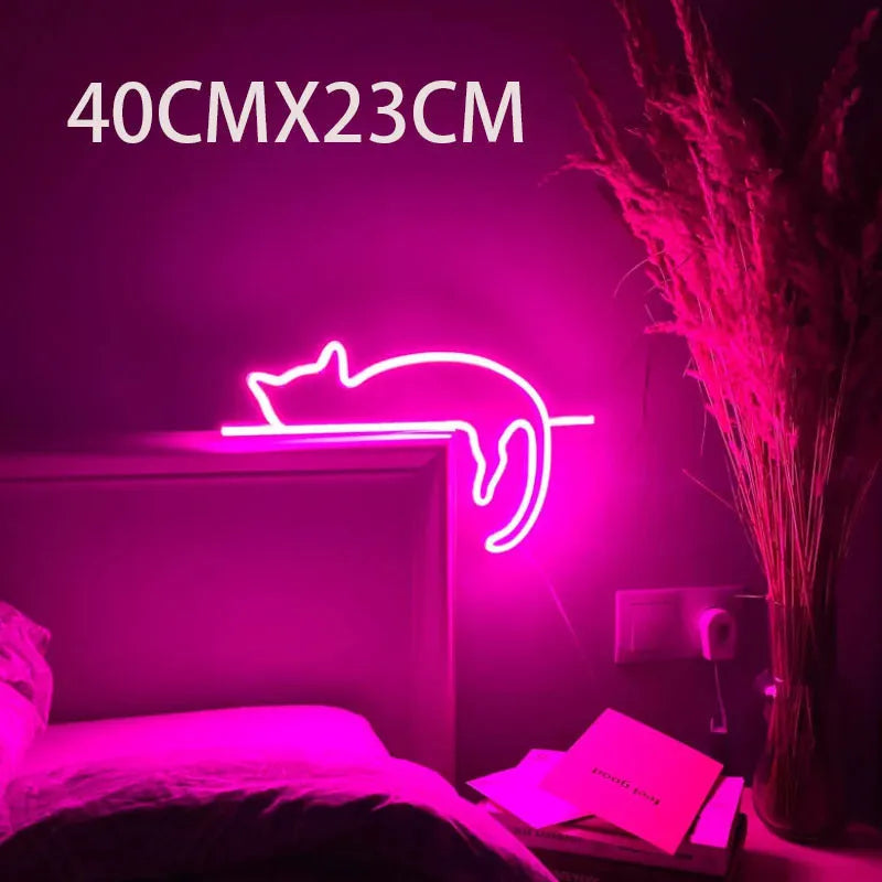 Purple cat neon LED decorative light with 11W power, PC shell, and IP44 rating for room and bedroom decoration