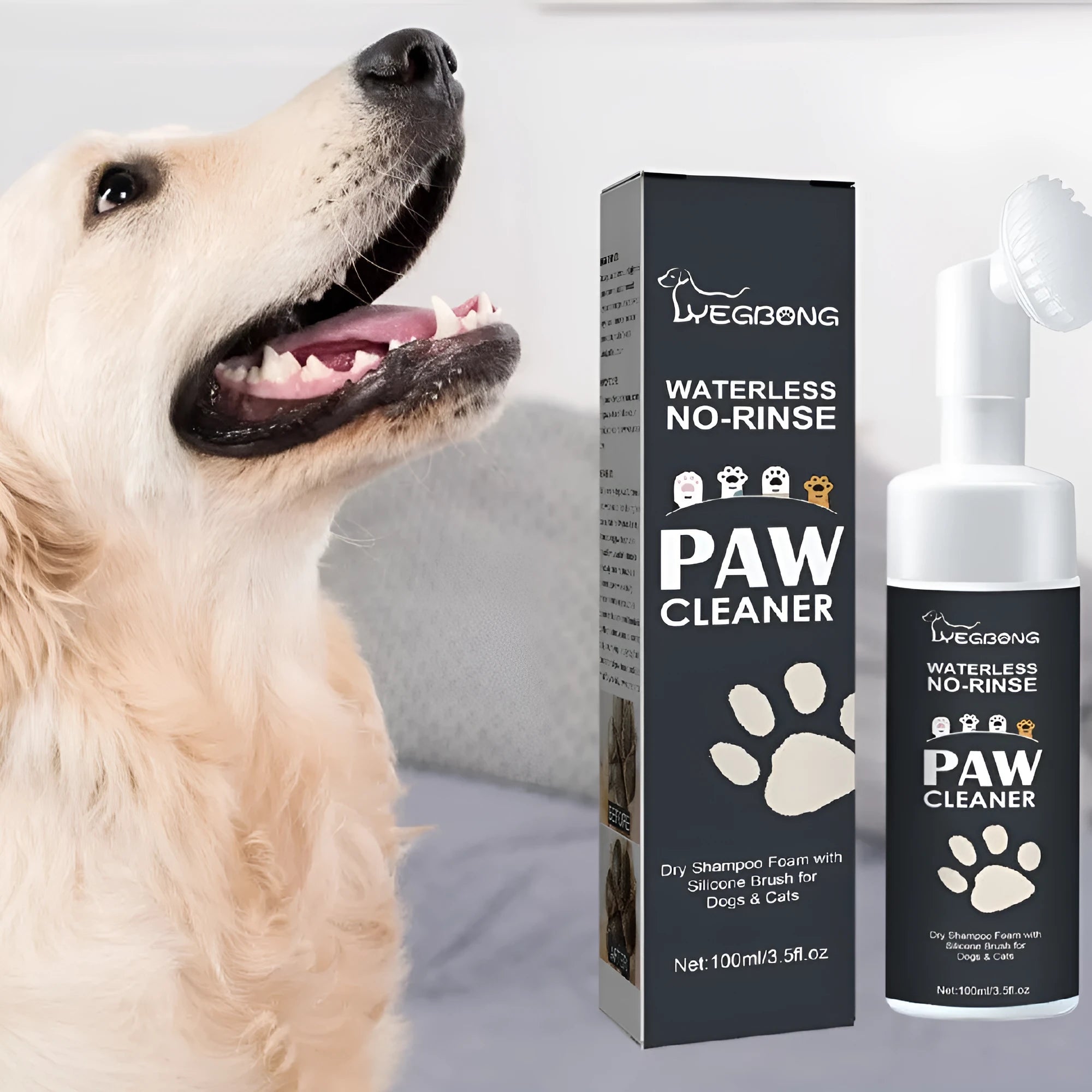 Dog paw balm set with shea butter and coconut oil, includes foot washing cup and towel