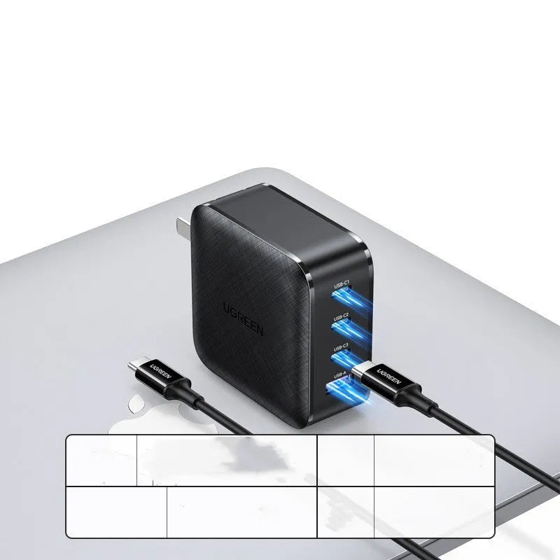 UGreen 65W GaN four-port PD charger with folding plug in black