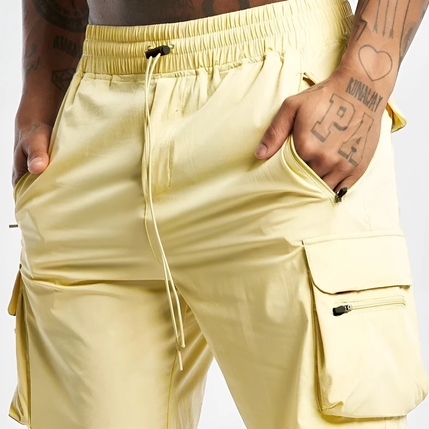 Men's black sports shorts with four-way stretch fabric and quick-dry lining for athletic activities