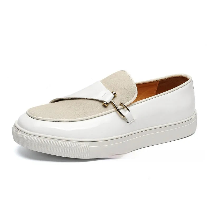 Men's casual shoes in solid black colour with artificial PU upper on plain background