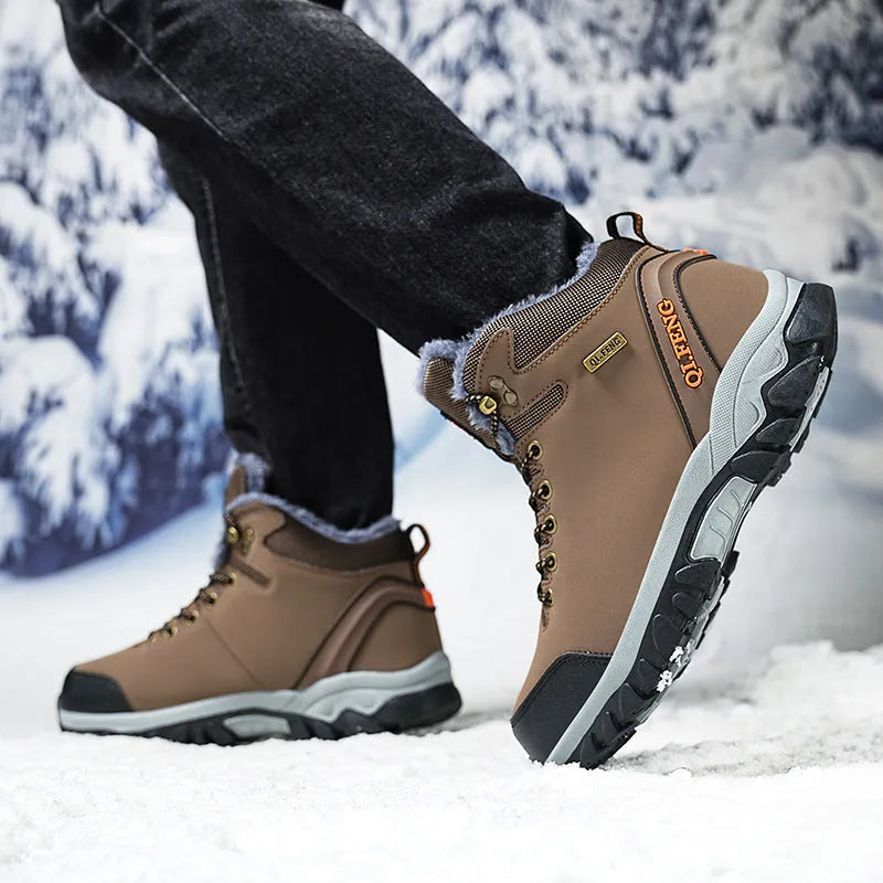Men's casual travel shoes with round toe and synthetic leather upper in black and brown
