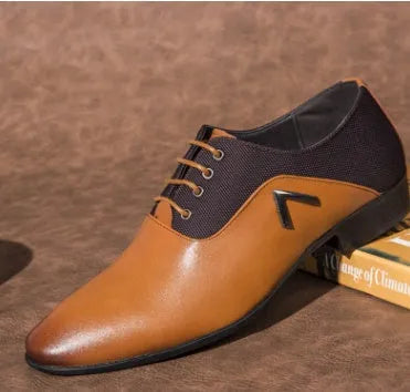 Men's Oxford shoes in artificial PU leather with rubber soles in black, brown, and yellow colours
