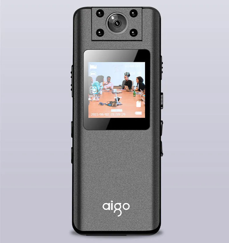 DSJ-S11 HD body worn camera shown on a uniform, displaying its compact size and 1.3-inch screen.