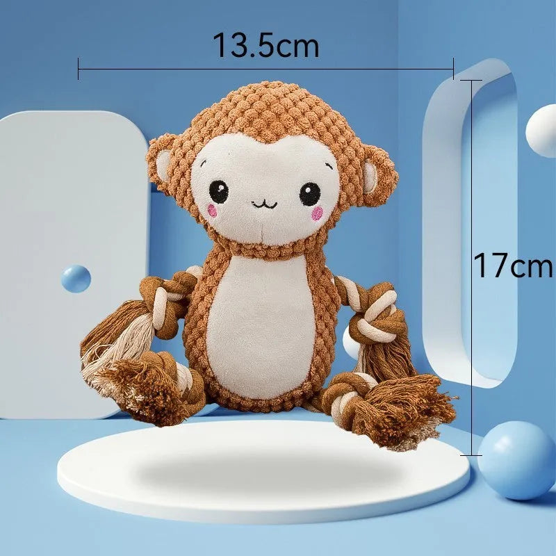 Lion and monkey plush squeaky dog toys bundle for medium to large breed dogs