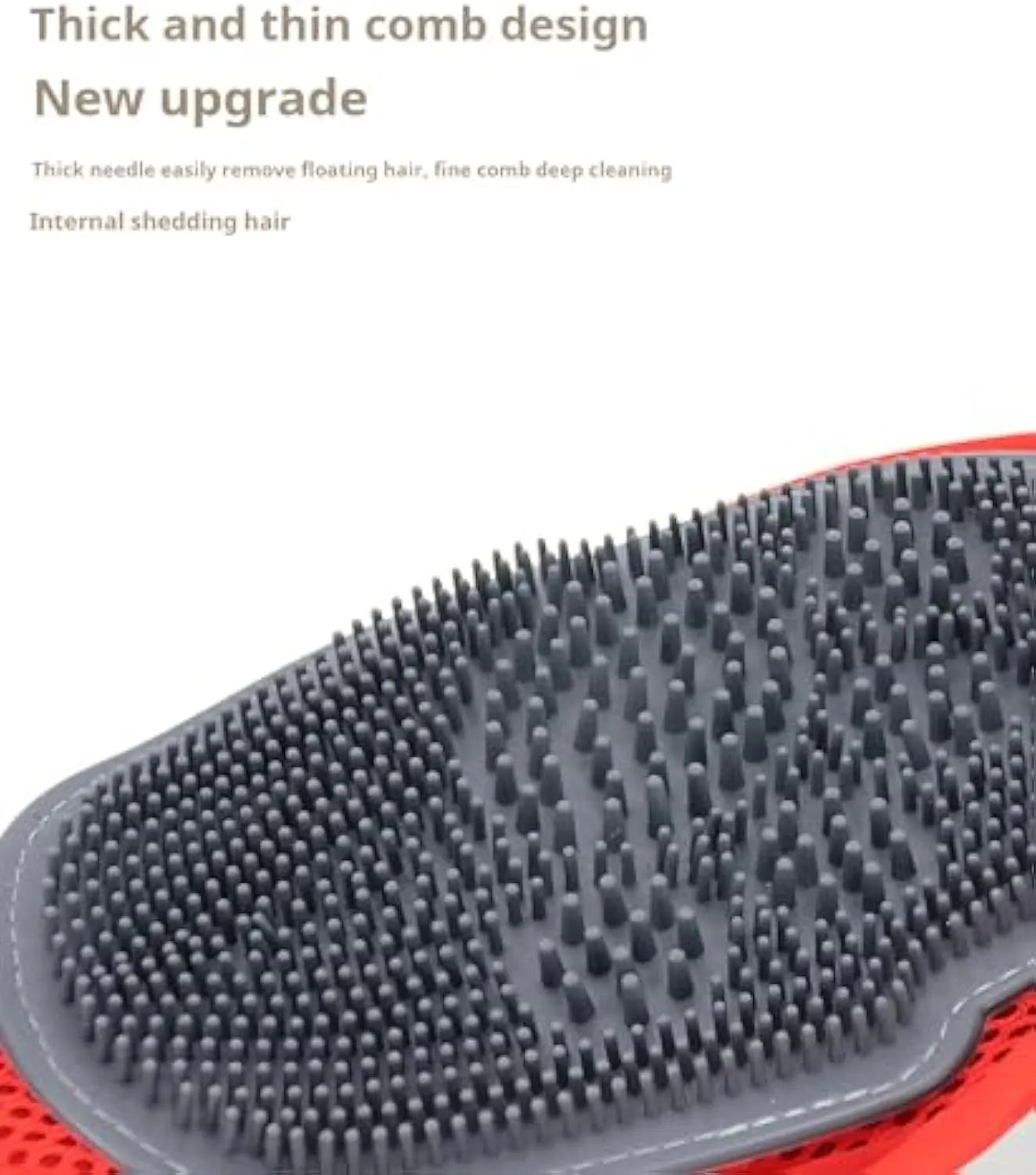 Red pet bathing grooming glove with integrated brush measuring 26cm by 16cm