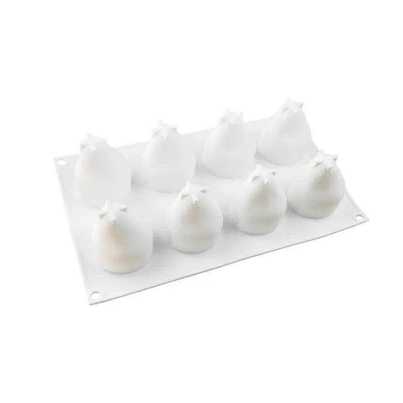 Silicone baking mould set with six pineapple and pine cone shaped cavities for Italian mousse desserts