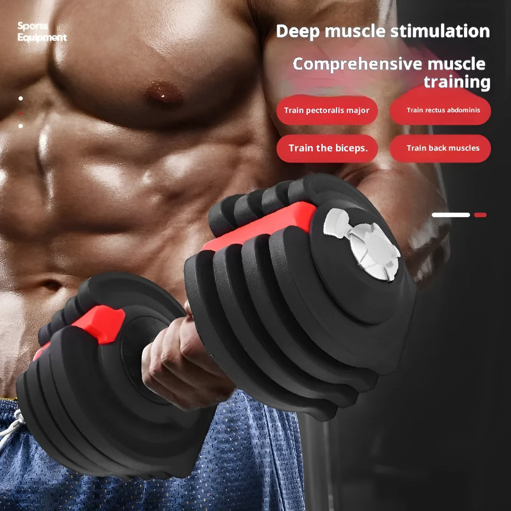 Adjustable household dumbbell with automatic fast weight adjustment, 18KG or 40LB, silicon steel sheet enhanced nylon ABS
