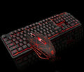 Wired keyboard and mouse set in matte black with backlit keys and USB connectors