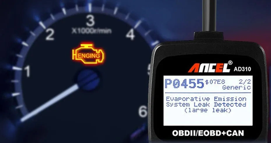 Black universal automobile fault detector scanner for engine diagnostics with 12V power supply