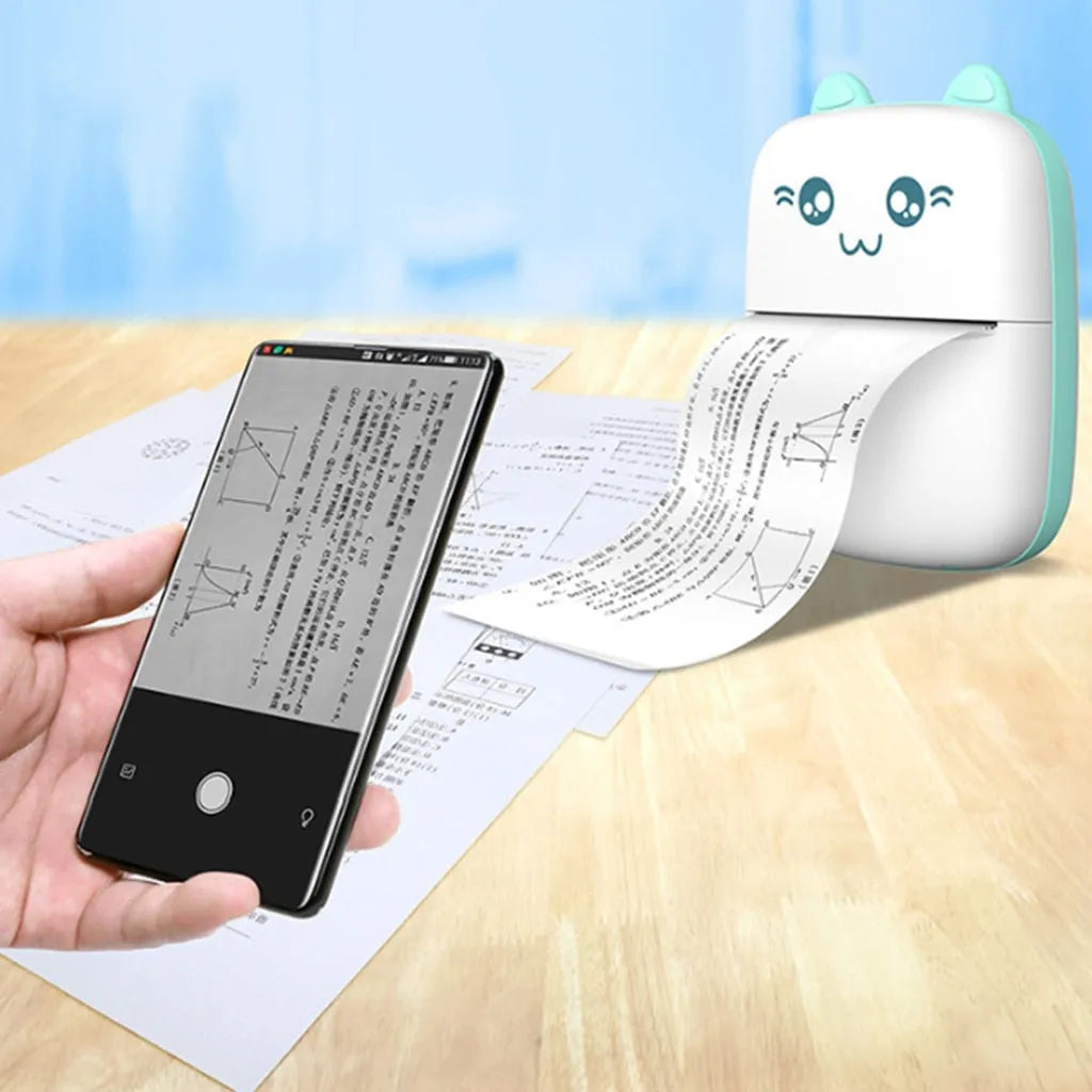 Portable A6 mini Bluetooth thermal printer with 200dpi resolution, 1000mAh battery, in pink plastic casing