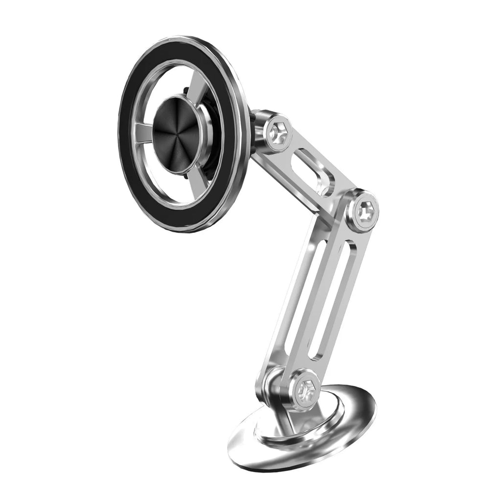 All-metal magnetic car phone holder in four colours with two magnetic rings and spare adhesive pads
