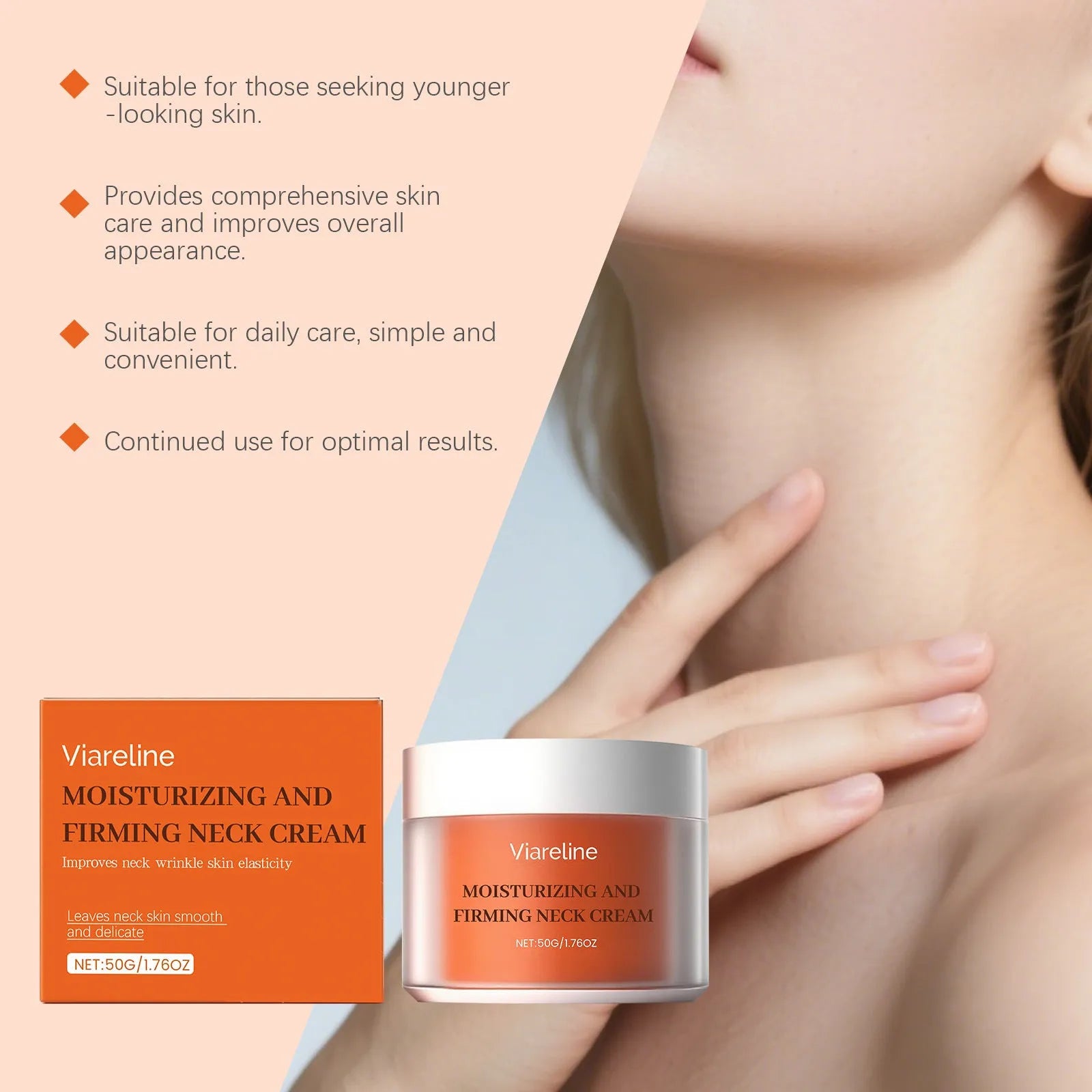 50g moisturising neck cream in 6.3x6.3x4.5cm container for neck contour care