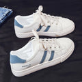 Women's white side zipper PU leather round toe casual shoes for autumn