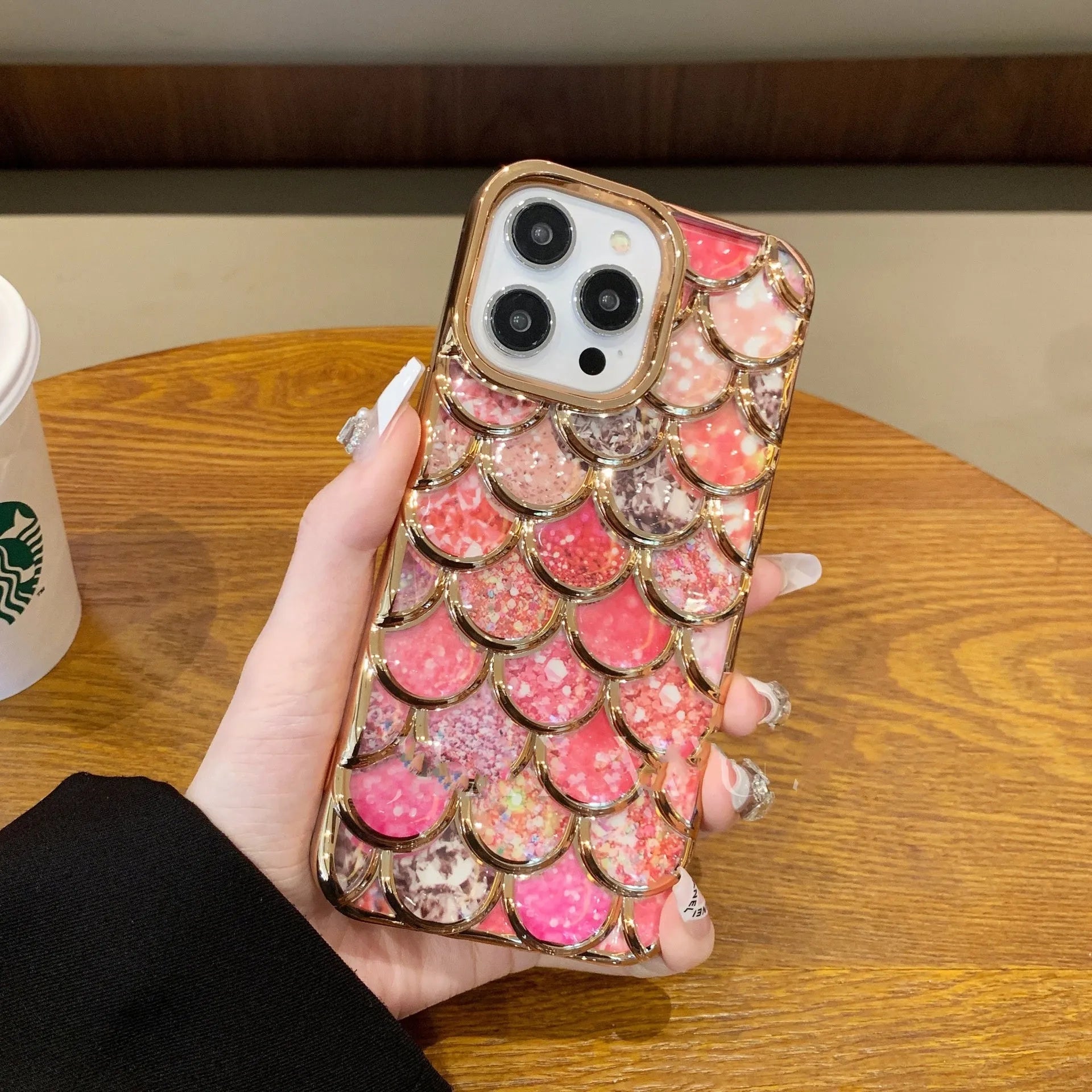 Three-dimensional mermaid scale TPU phone case in silver for iPhone 14 Pro Max
