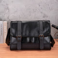 Black Korean-style men's commuter backpack with anti-theft function and sewing thread detailing