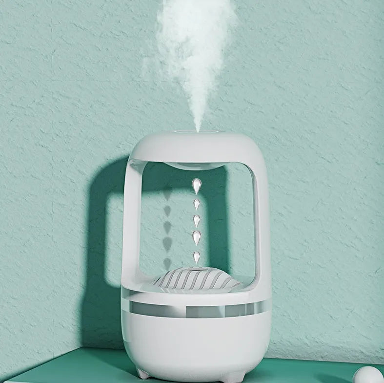 Anti gravity water drop backflow humidifier 500ml ABS USB white colour 133mm height