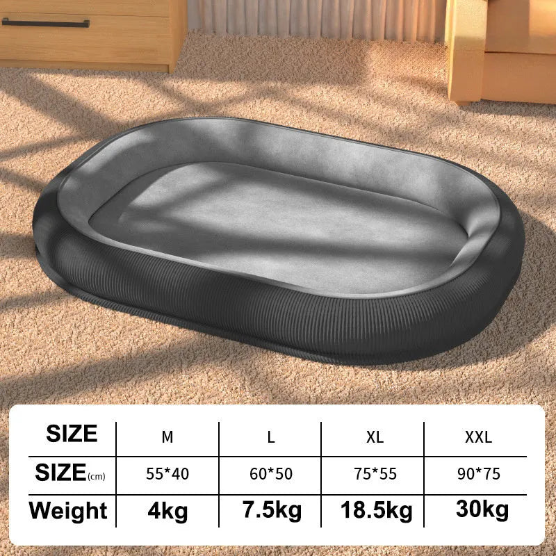 Corduroy fleece dog kennel bed for large and medium dogs, available in gray and green