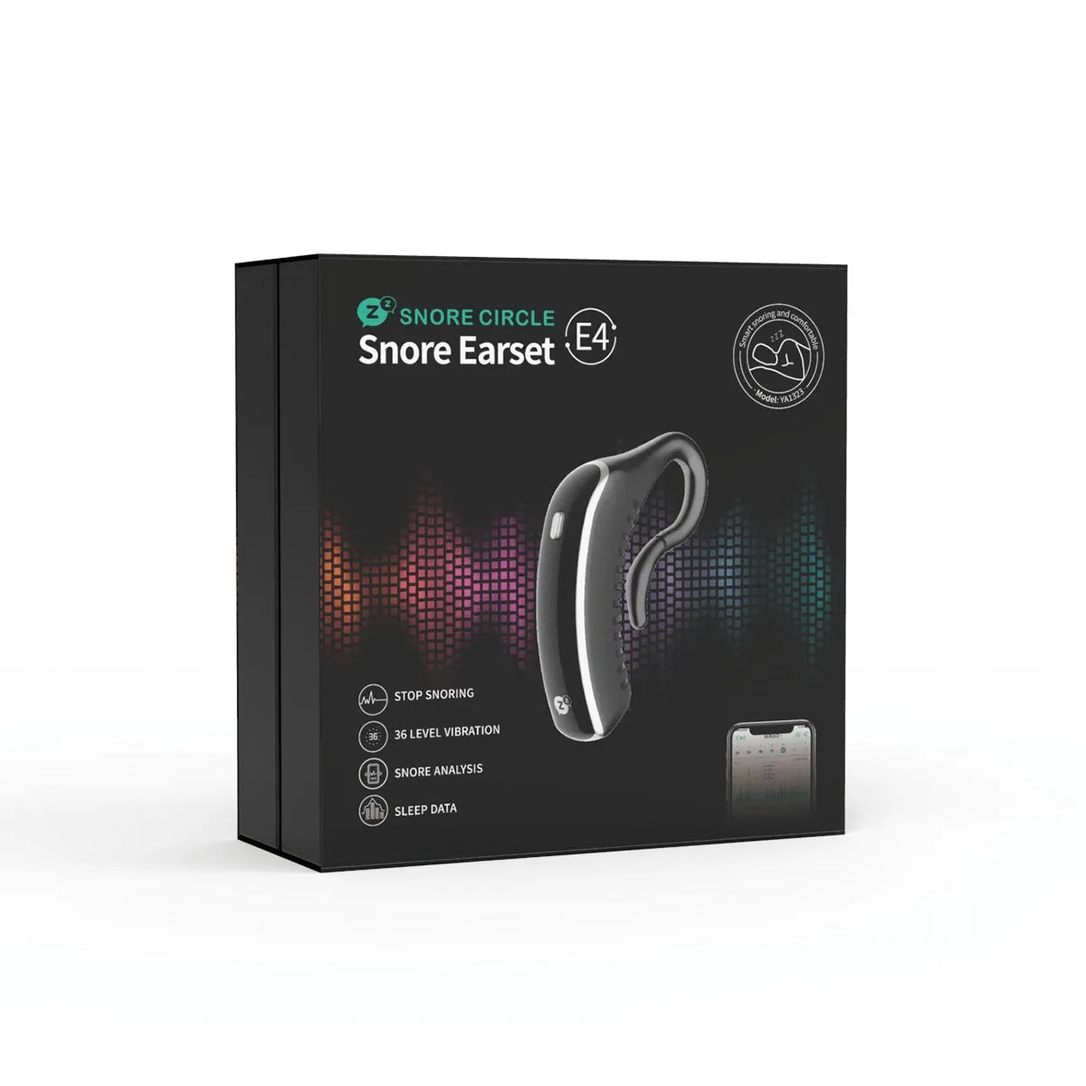 Black smart earset anti-snoring device with bone conduction and adaptive vibration