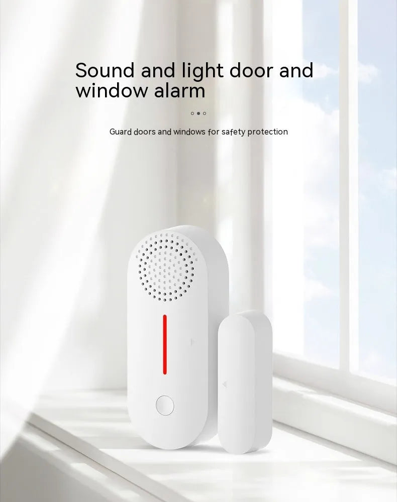 WiFi door magnetic sensor alarm with wireless connectivity and sound/light alerts for smart home security