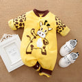 Cotton baby rompers jumpsuit in 585 Cow Cotton colour with long climbing style and front closure