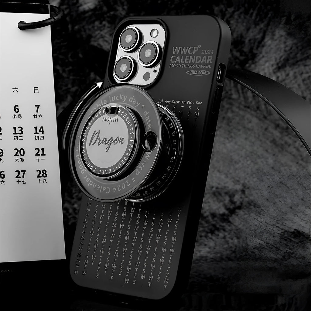 Black biodegradable silicone phone case with rotating bracket for iPhone, full edge wrapping