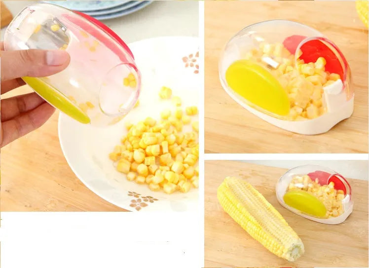 Corn kernel separator kitchen gadget with stainless steel blade and plastic case