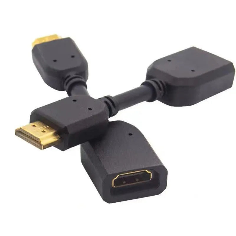 Black HDMI male to female extension cable 10cm length gold plated plug TPE jacket