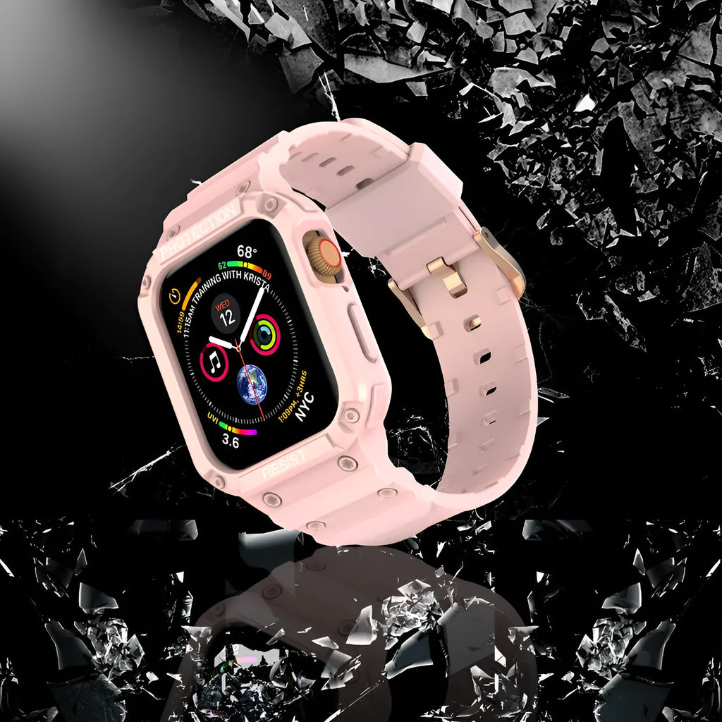 Soft TPU sport watch strap for Apple Watch Series 8 in multiple colours on a white background.